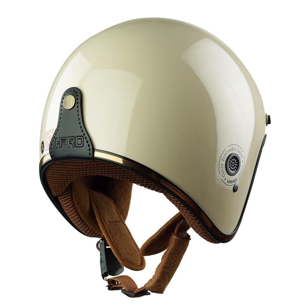 Mũ bảo hiểm 3/4 HP04 Kem Bóng – Form Cổ Điển, Nhẹ, Thoáng, Chính Hãng HPPRO