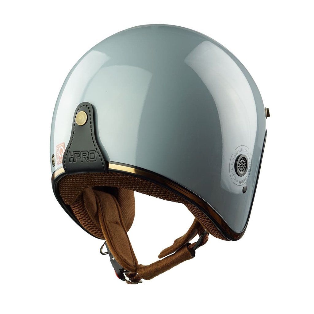 Mũ bảo hiểm 3/4 HP04 màu xám xi măng bóng – chính hãng HPRO, form cổ điển sang trọng