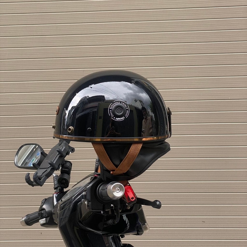 Mũ bảo hiểm nửa đầu HP PUG V1 – Màu Đen Bóng, Viền Da Cao Cấp, Chính Hãng HP Helmets