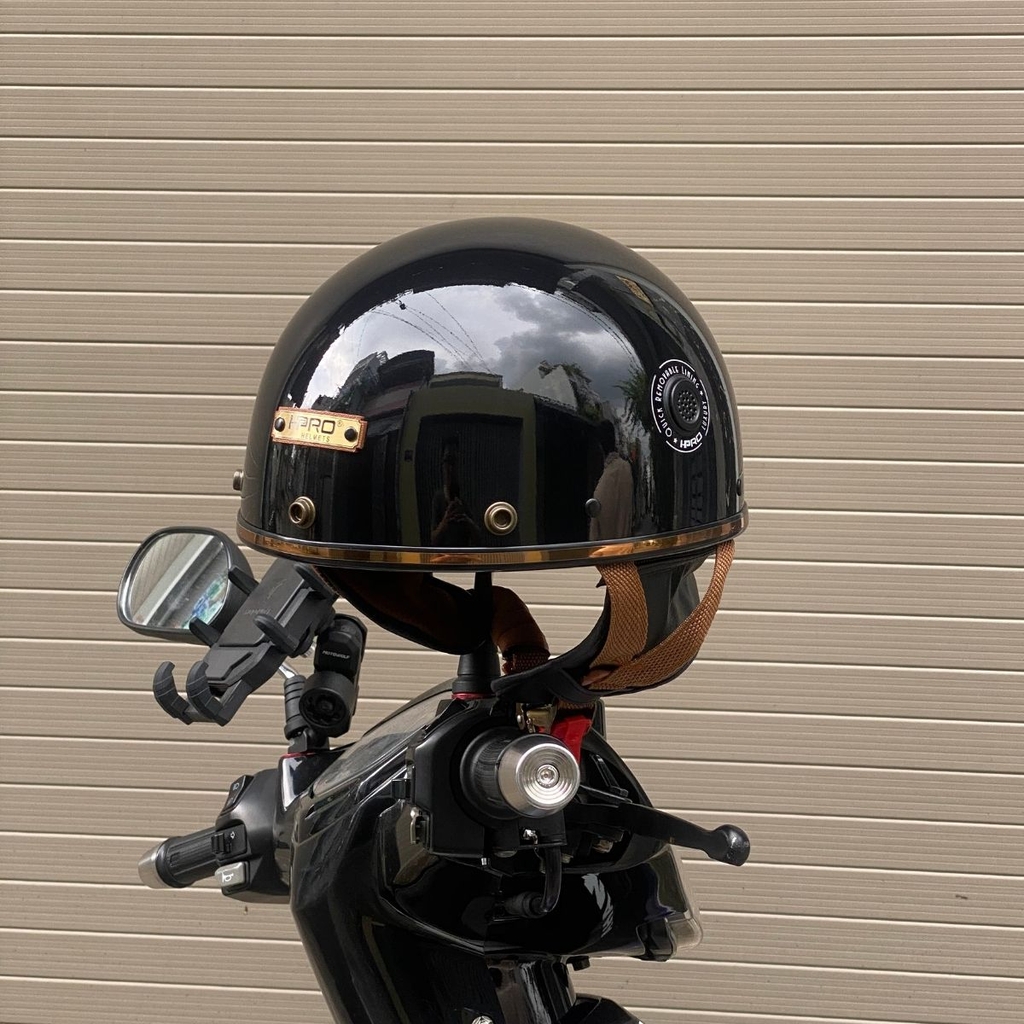 Mũ bảo hiểm nửa đầu HP PUG V1 – Màu Đen Bóng, Viền Da Cao Cấp, Chính Hãng HP Helmets