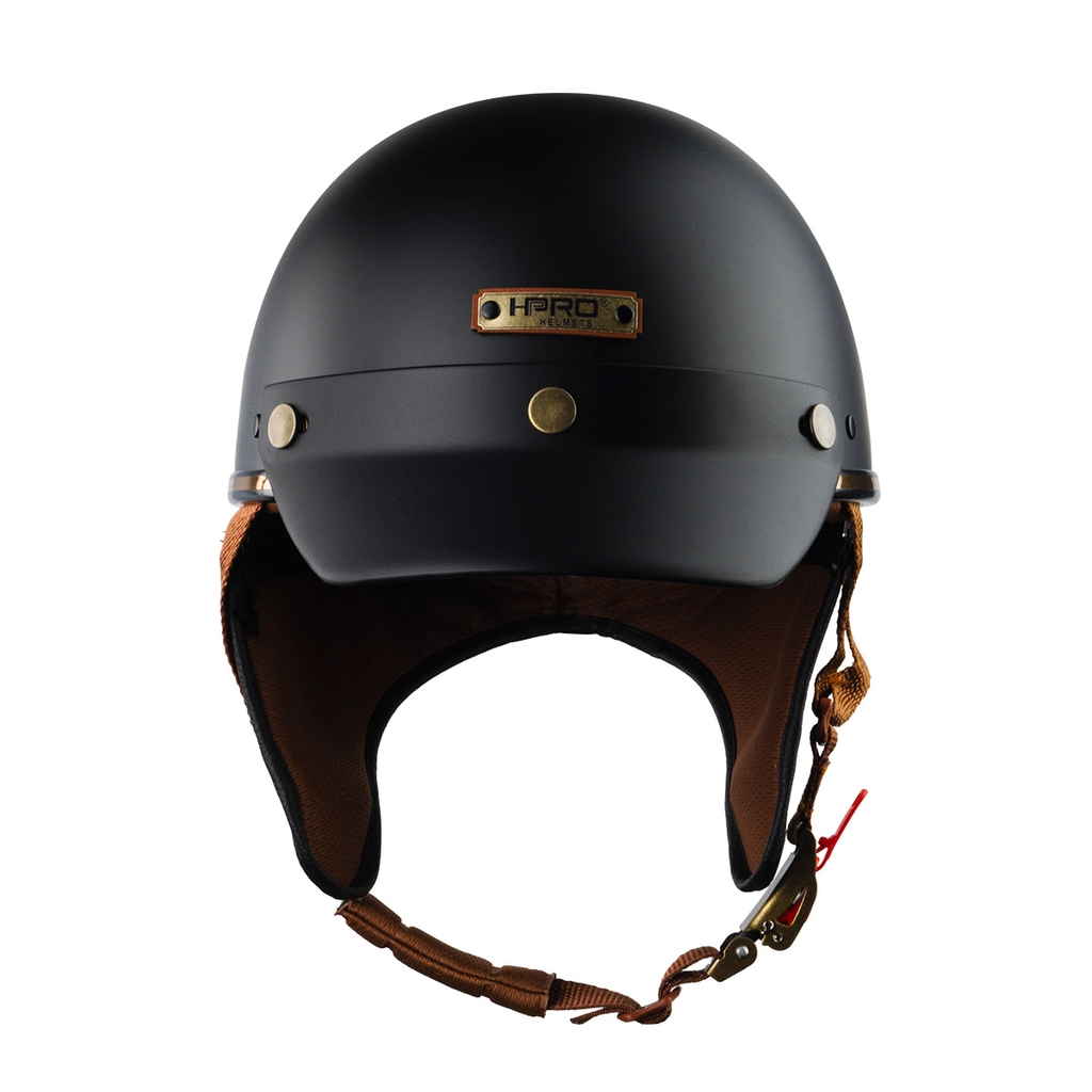 Mũ bảo hiểm nửa đầu HP PUG V1 – Màu Đen Nhám, Viền Da Sang Trọng, Chính Hãng HP Helmets