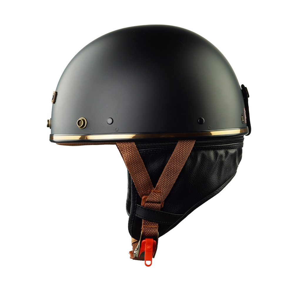 Mũ bảo hiểm nửa đầu HP PUG V1 – Màu Đen Nhám, Viền Da Sang Trọng, Chính Hãng HP Helmets