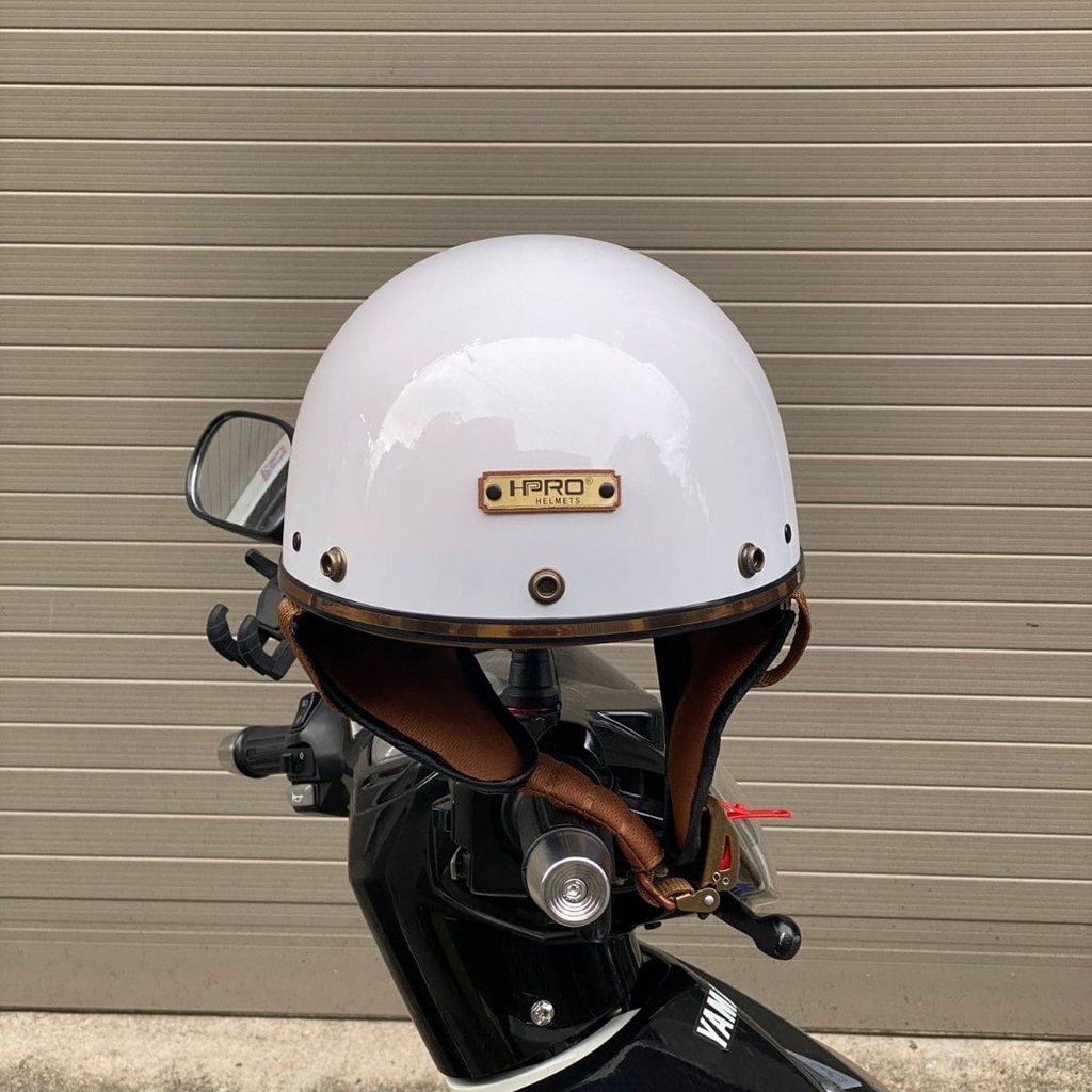 Mũ bảo hiểm nửa đầu HP PUG V1 – Màu Trắng Bóng, Viền Da Cao Cấp, Chính Hãng HP Helmets