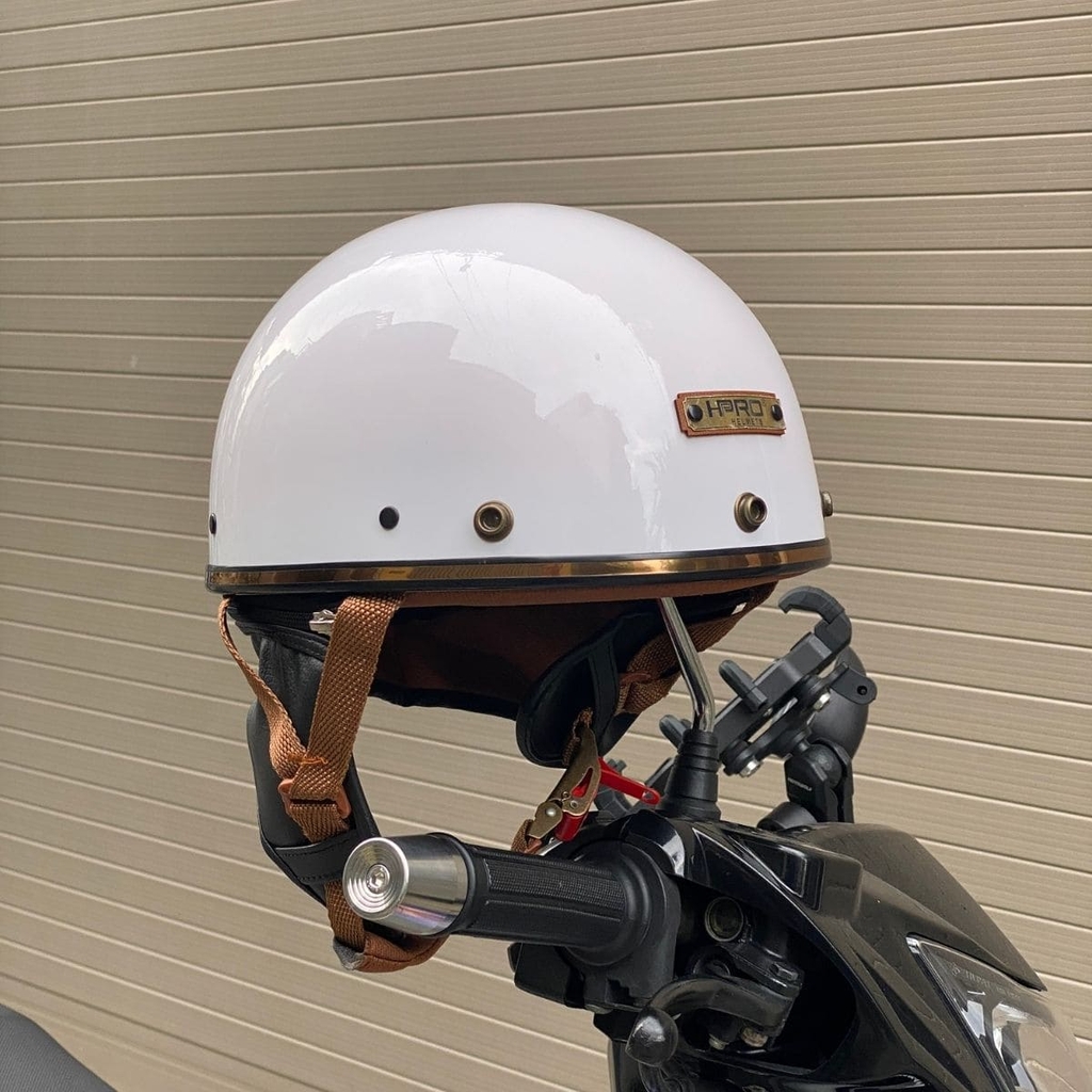 Mũ bảo hiểm nửa đầu HP PUG V1 – Màu Trắng Bóng, Viền Da Cao Cấp, Chính Hãng HP Helmets