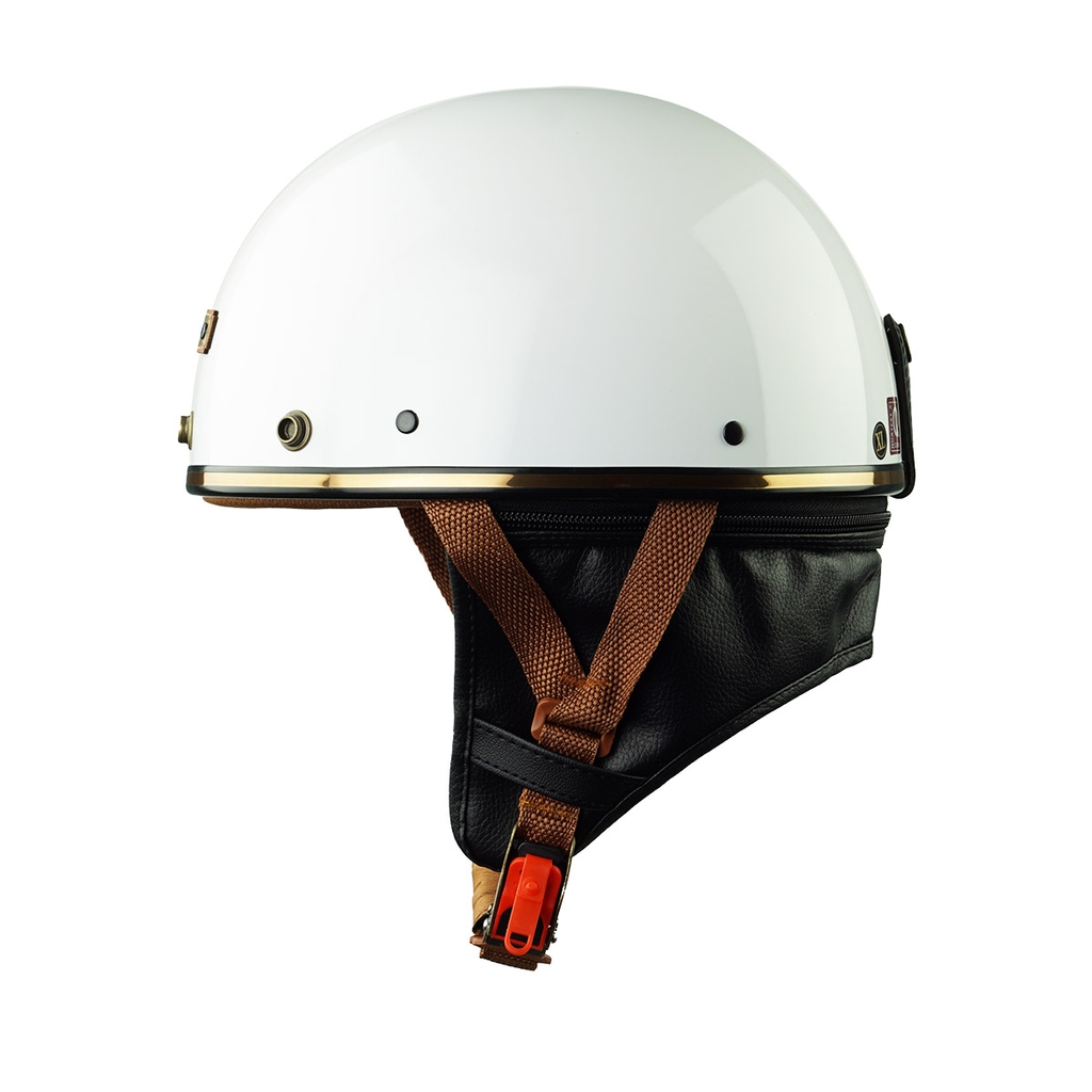 Mũ bảo hiểm nửa đầu HP PUG V1 – Màu Trắng Bóng, Viền Da Cao Cấp, Chính Hãng HP Helmets