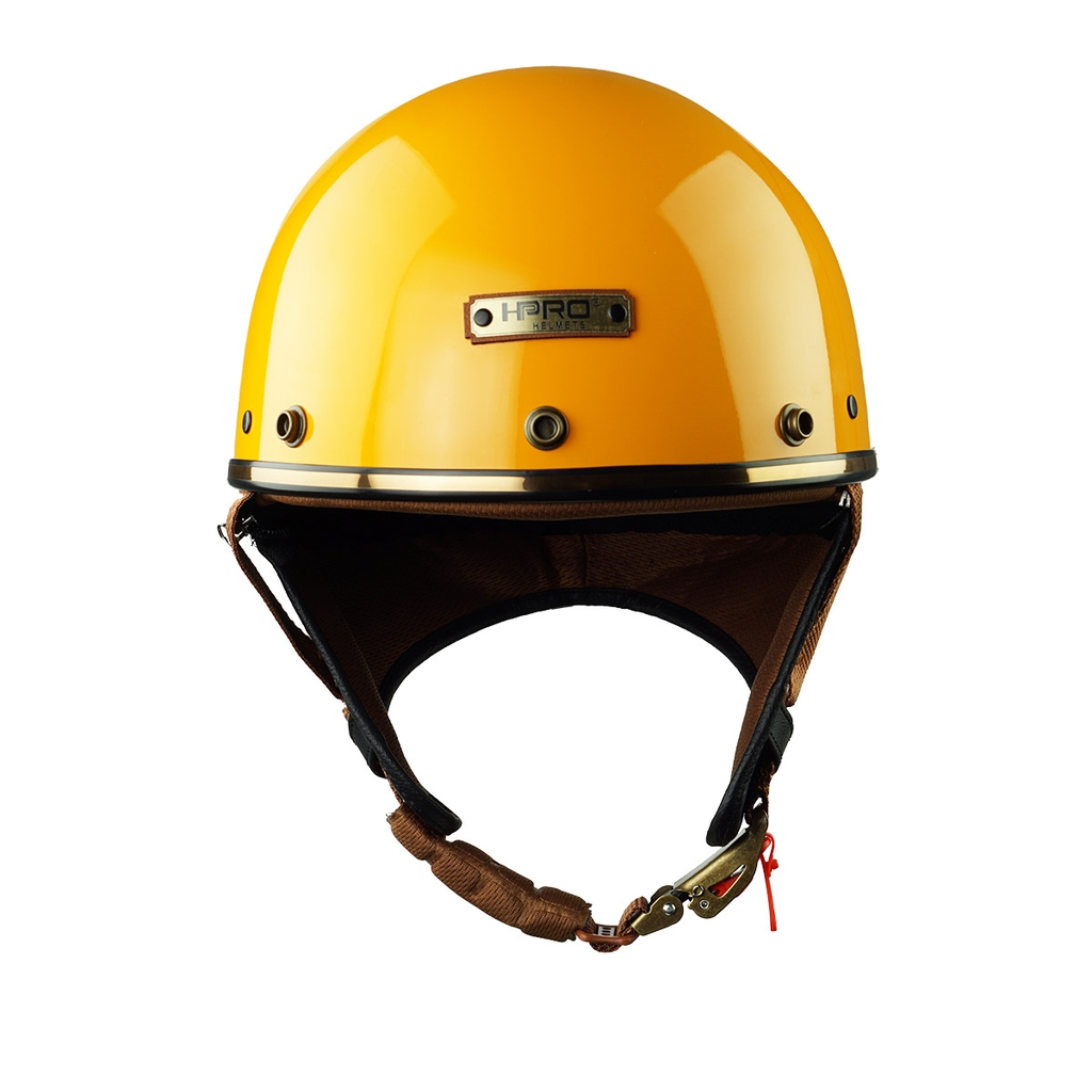 Mũ bảo hiểm nửa đầu HP PUG V1 – Màu Vàng Cam Bóng, Viền Da Cao Cấp, Chính Hãng HP Helmets