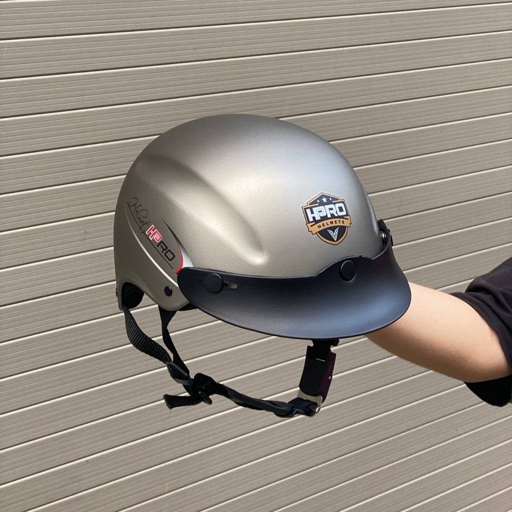 Mũ Bảo Hiểm Nửa Đầu HPPRO HP-01 Màu Bạc Nhám, Nhựa ABS, Chuẩn Quatest 2