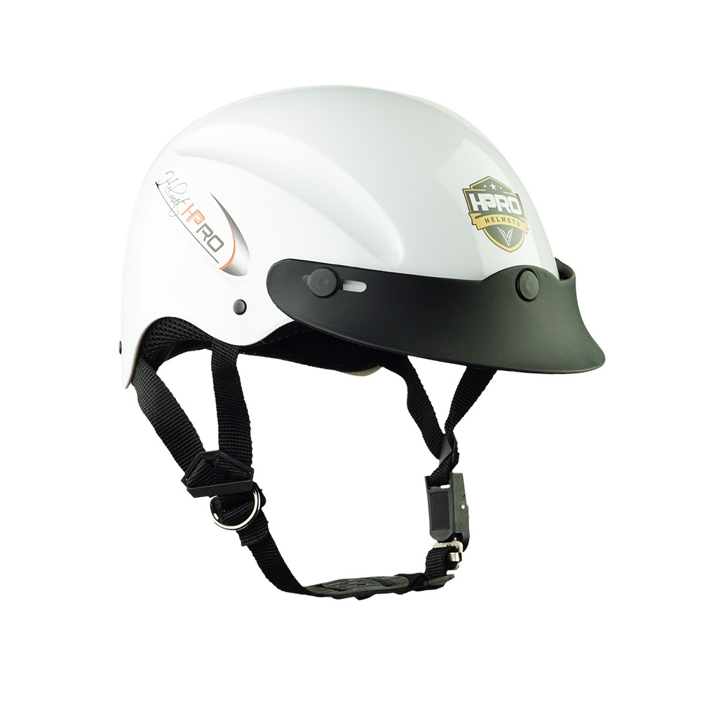 Mũ Bảo Hiểm Nửa Đầu HP01 Trắng Bóng – Chính Hãng HPPRO, Nhựa ABS, Freesize 55–60cm