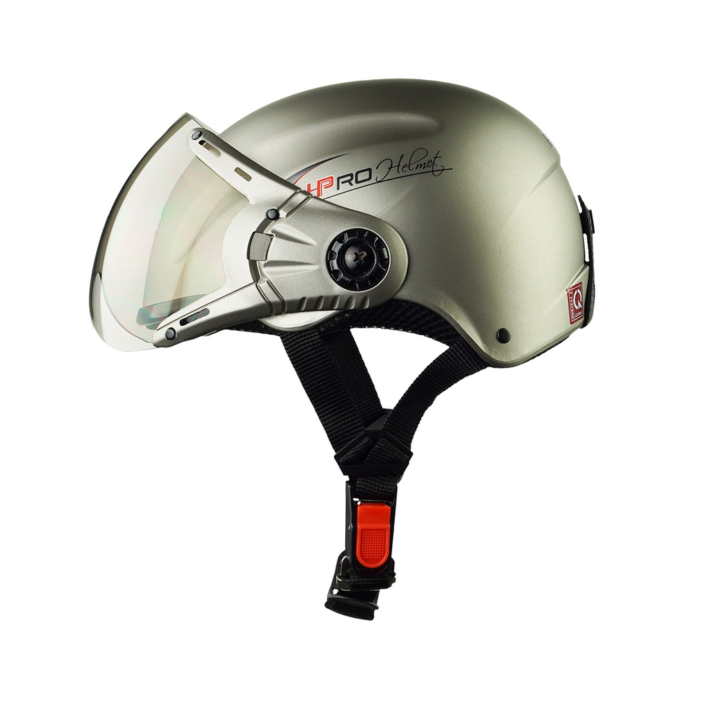 Mũ Bảo Hiểm Nửa Đầu Có Kính HP01K Màu Xám Titanium Nhám – Chính Hãng – Freesize 55–60cm