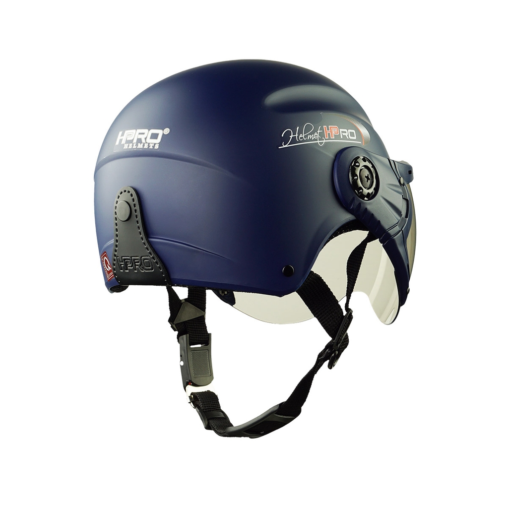 Mũ Bảo Hiểm Nửa Đầu Có Kính HP01K – Màu Xanh Navy, Chính Hãng HPPRO