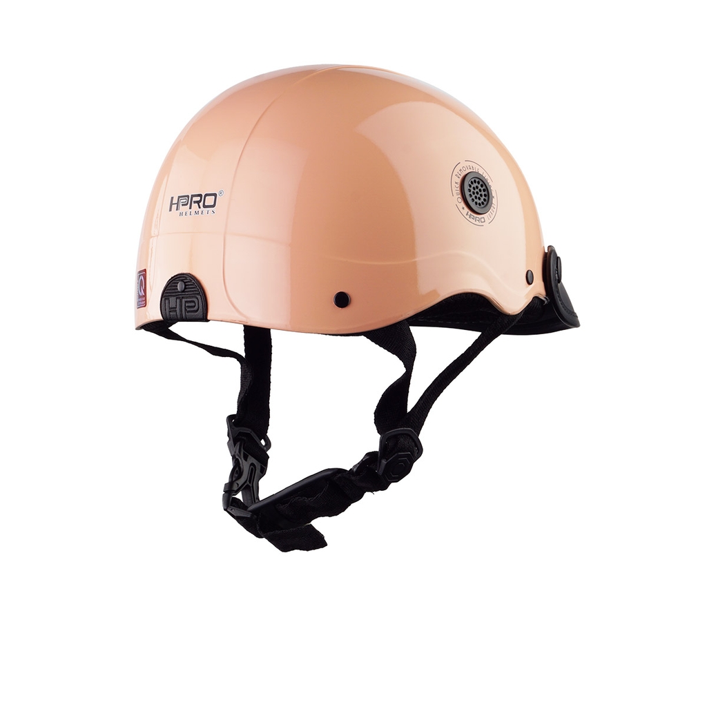 Mũ Bảo Hiểm Nửa Đầu HP02B Cam Sữa Bóng – Chính Hãng HPPRO, Freesize 54–58cm