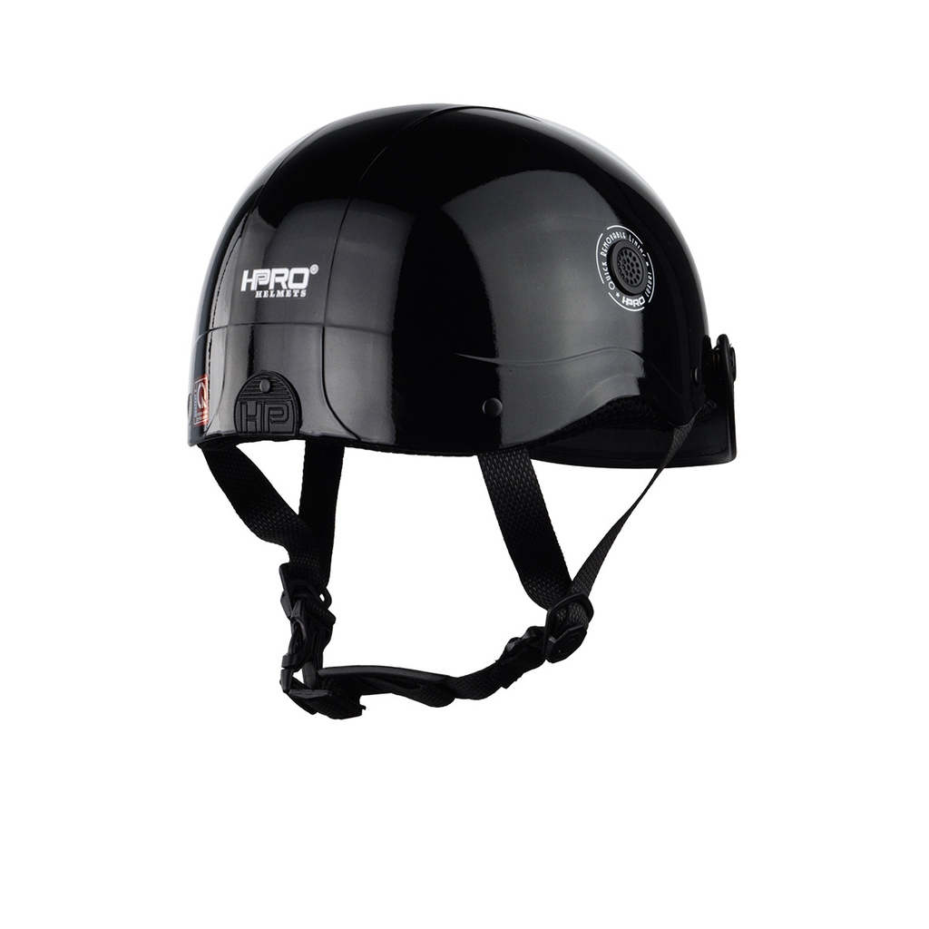 Mũ Bảo Hiểm Nửa Đầu HP02B Đen Bóng – Chính Hãng HPPRO, Lưỡi Trai Đen Sang Trọng