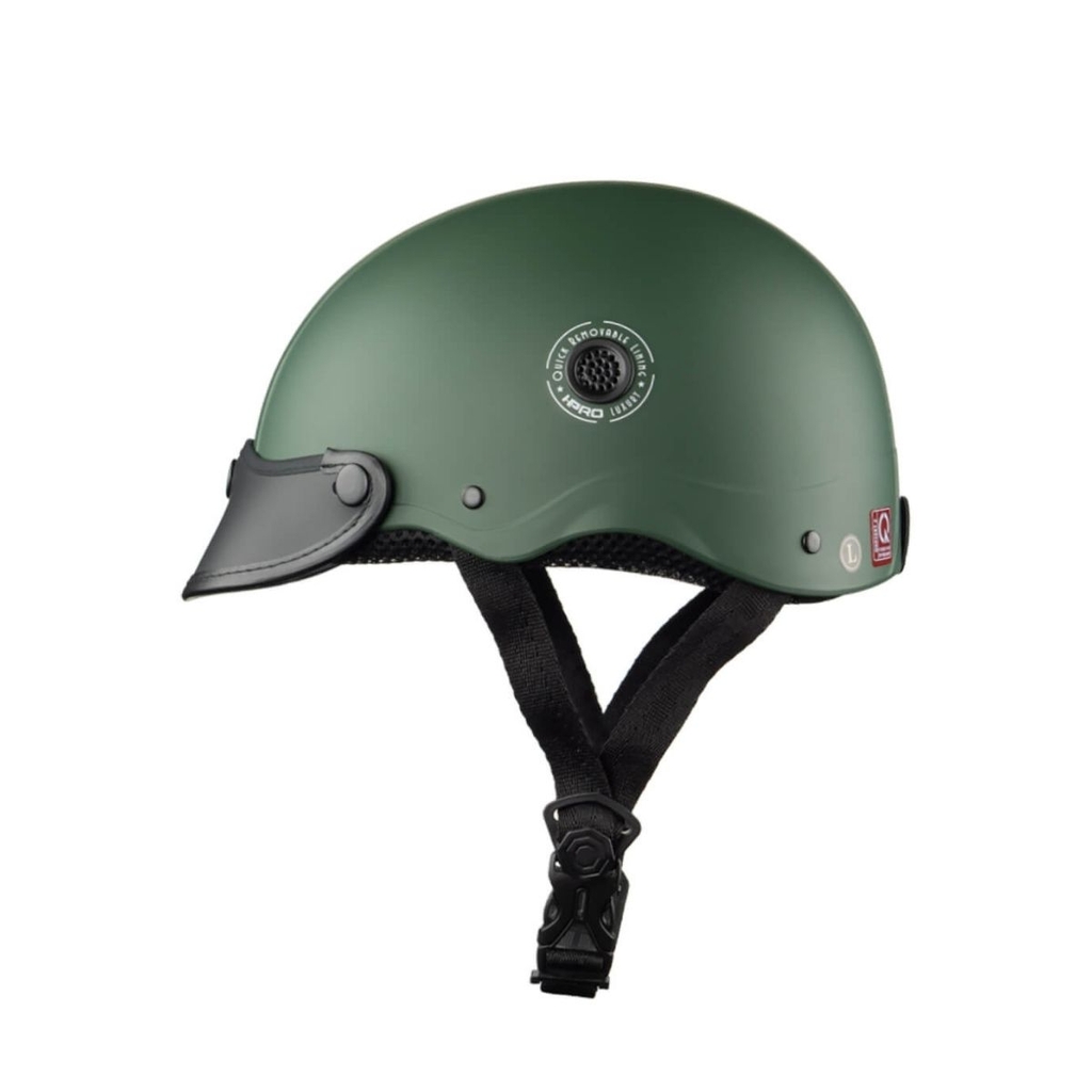 Mũ bảo hiểm nửa đầu HP02B xanh lính nhám – Chính hãng HPPRO Helmets
