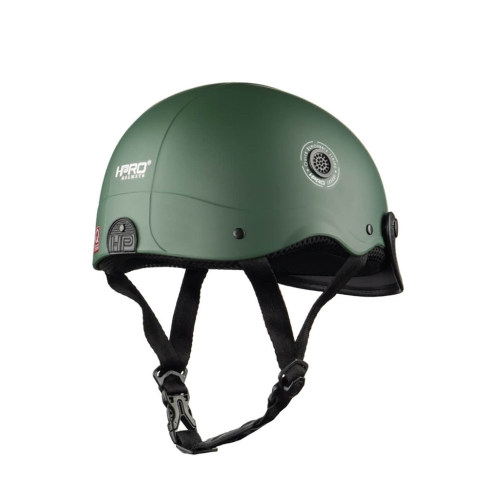 Mũ bảo hiểm nửa đầu HP02B xanh lính nhám – Chính hãng HPPRO Helmets