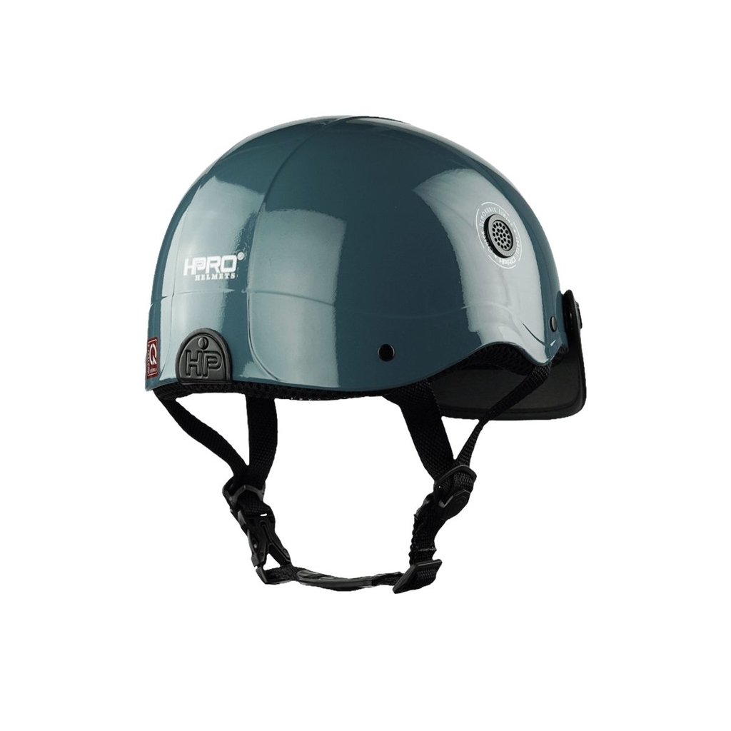 Mũ Bảo Hiểm Nửa Đầu HP02B Xanh Xi Măng Bóng – Chính Hãng HPPRO, Có Lưỡi Trai Đen