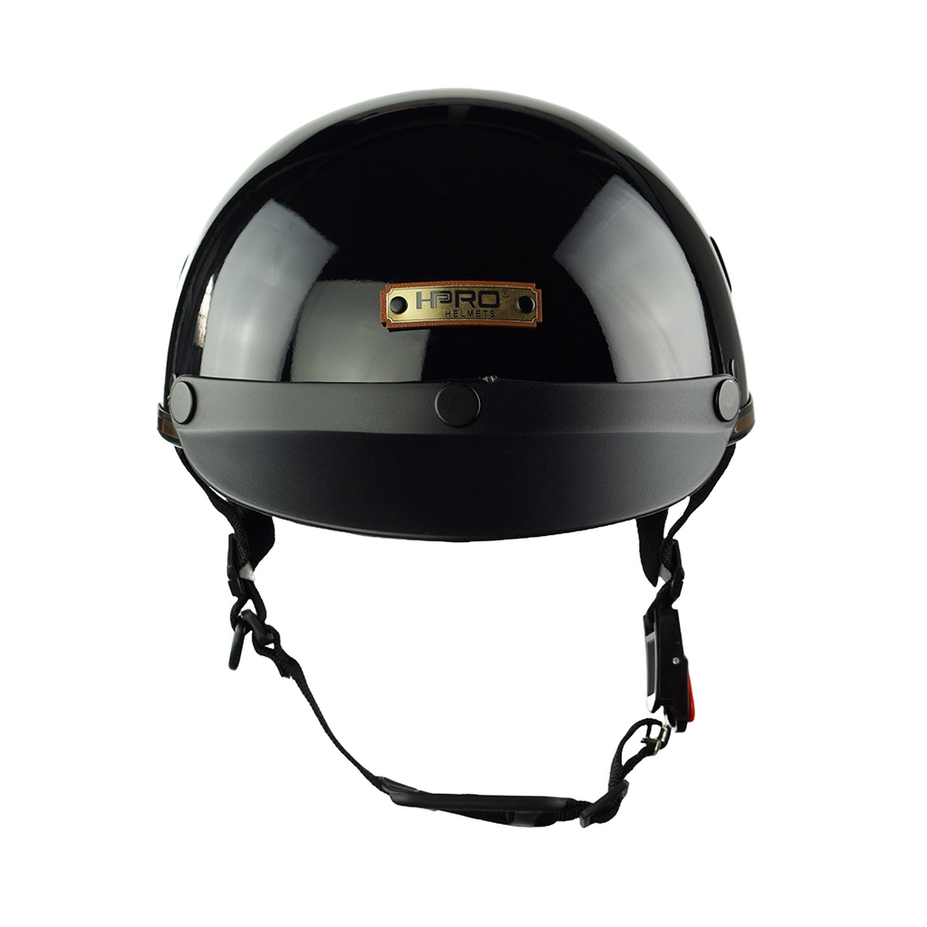 Mũ Bảo Hiểm Nửa Đầu HPPRO HP03 Màu Đen Bóng – Chuẩn Quatest 2, Free Size 54–58cm