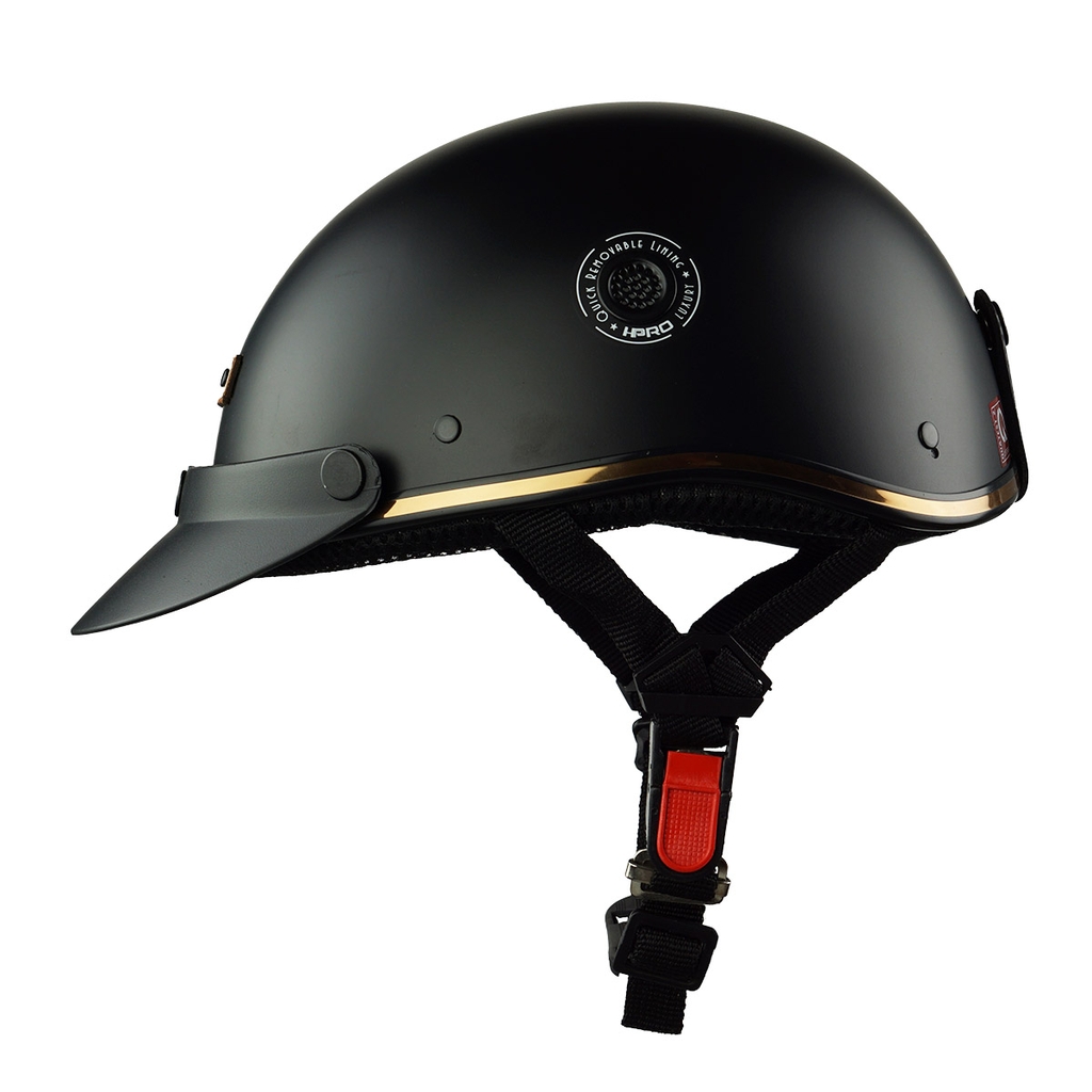 Mũ Bảo Hiểm Nửa Đầu HPPRO HP03 Màu Đen Nhám – Chuẩn Quatest 2, Free Size 54–58cm