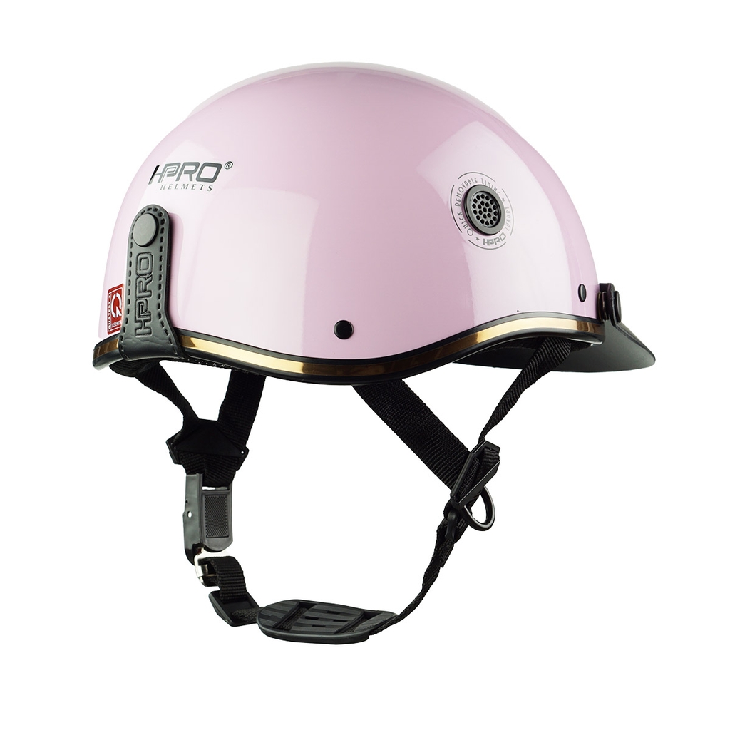 Mũ Bảo Hiểm Nửa Đầu HPRO HP03 – Màu Hồng Nhạt Bóng, Chính Hãng – Nhỏ Gọn, Thoáng Mát, An Toàn Chuẩn CR