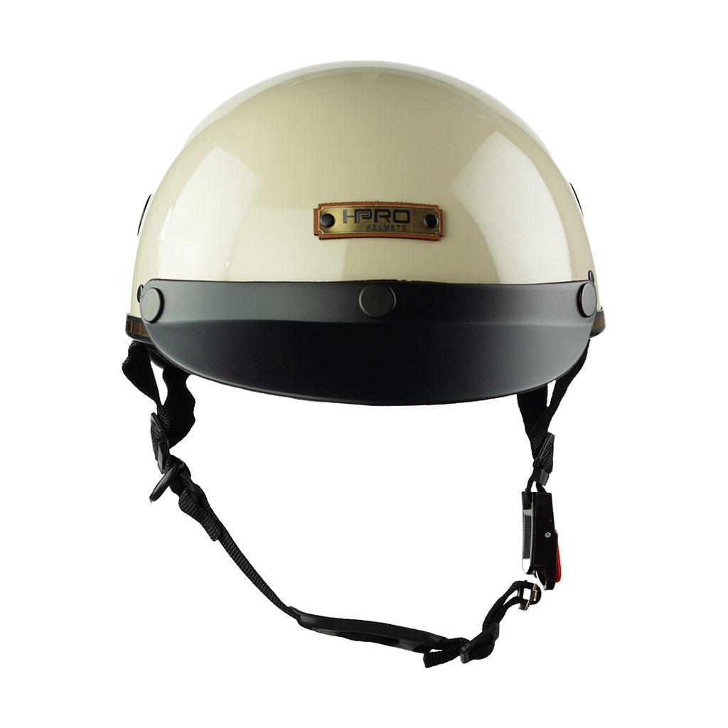 Mũ Bảo Hiểm Nửa Đầu HPRO HP03 – Màu Kem Bóng – Chuẩn Quatest, Dáng Đẹp, Đội Êm