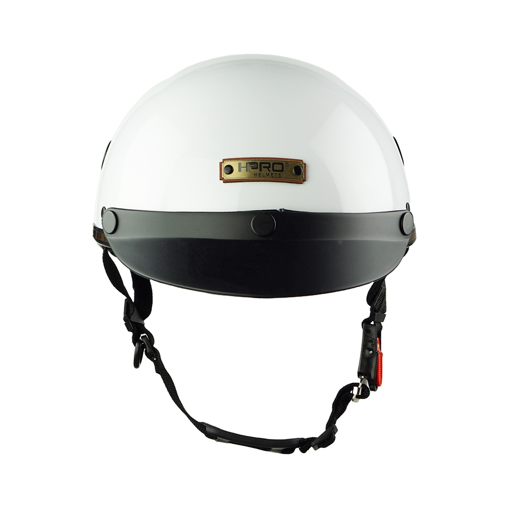 Mũ Bảo Hiểm Nửa Đầu HPPRO HP03 Màu Trắng Bóng – Chuẩn Quatest 2, Free Size 54–58cm