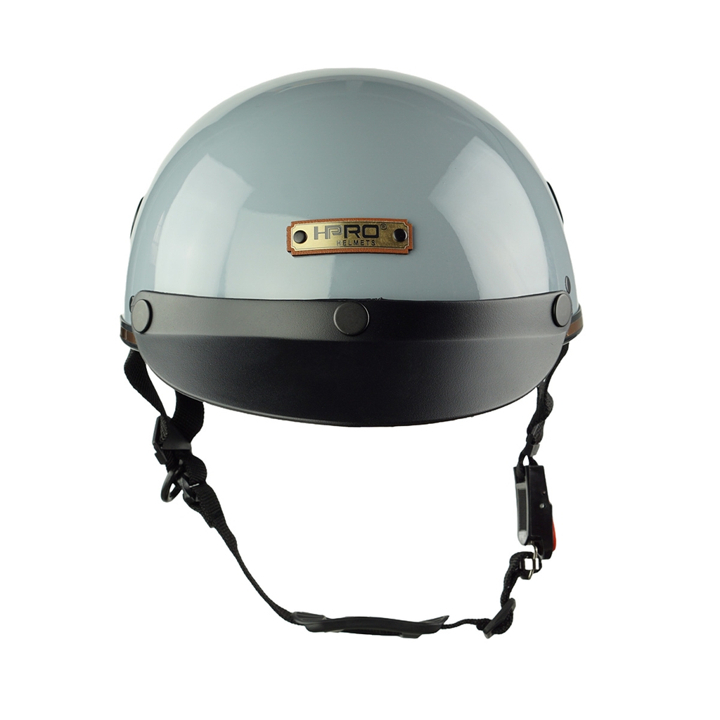 Mũ Bảo Hiểm Nửa Đầu HPPRO HP03 – Màu Xám Xi Măng Bóng, Có Vành, Khóa Bấm Cao Cấp – Chính Hãng HPPRO
