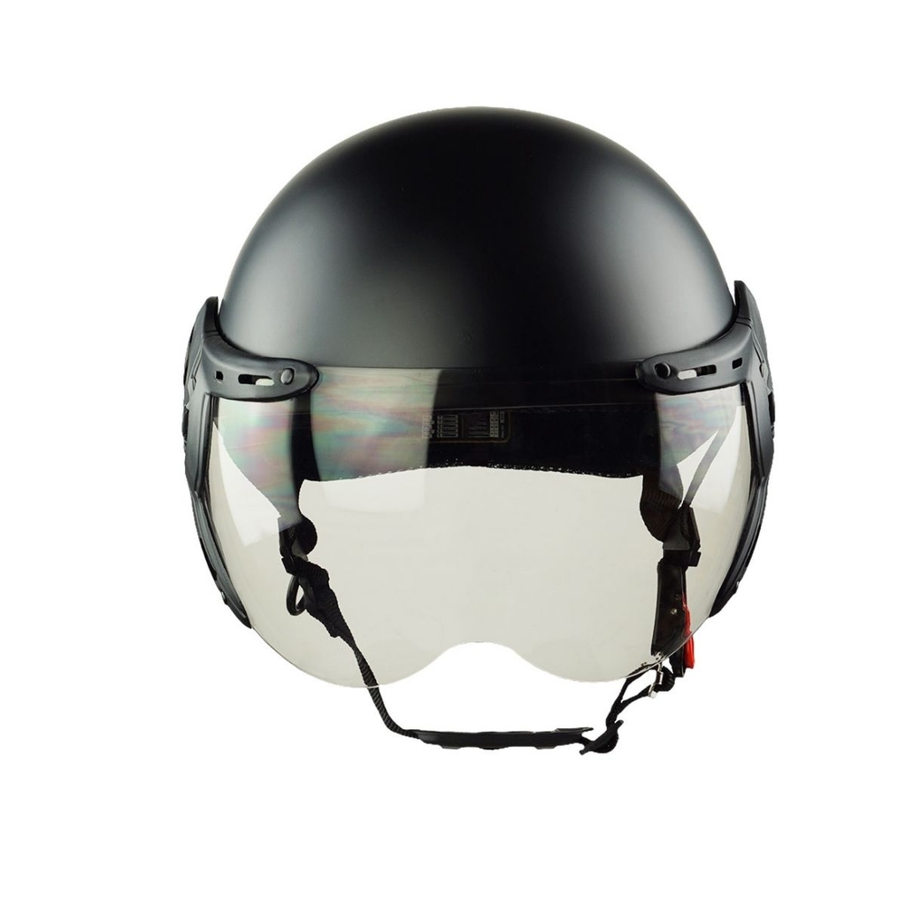 Mũ Bảo Hiểm Nửa Đầu Có Kính HP03K Đen Nhám – Chính Hãng HPPRO, Kính Trà PC Chống UV