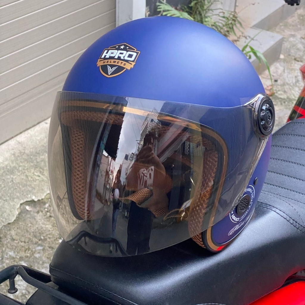 Mũ Bảo Hiểm 3/4 HP04K Có Kính – Màu Xanh Navy Nhám, Chính Hãng HPPRO