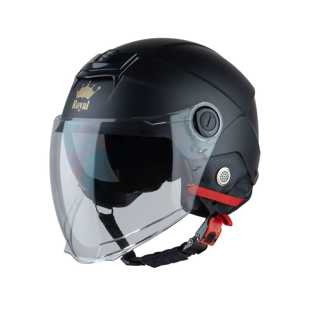 Mũ Bảo Hiểm Nửa Đầu 2 Kính Royal M289 – Màu Đen Nhám, Kính Âm Chống Chói, Nhựa ABS Nguyên Sinh