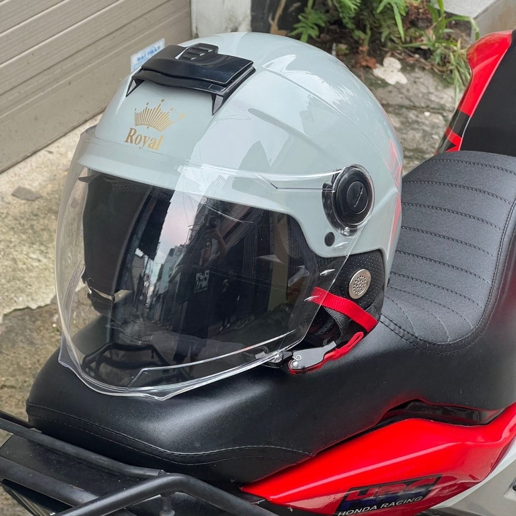 Mũ Bảo Hiểm Nửa Đầu 2 Kính Royal M289 – Màu Xám Xi Măng Bóng, Kính Âm Chống Chói, Nhựa ABS Nguyên Sinh