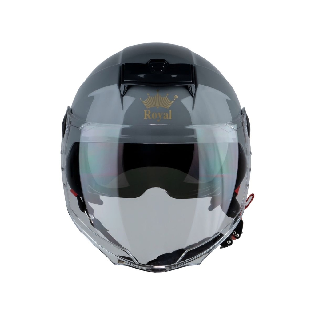 Mũ Bảo Hiểm Nửa Đầu 2 Kính Royal M289 – Màu Xám Xi Măng Bóng, Kính Âm Chống Chói, Nhựa ABS Nguyên Sinh