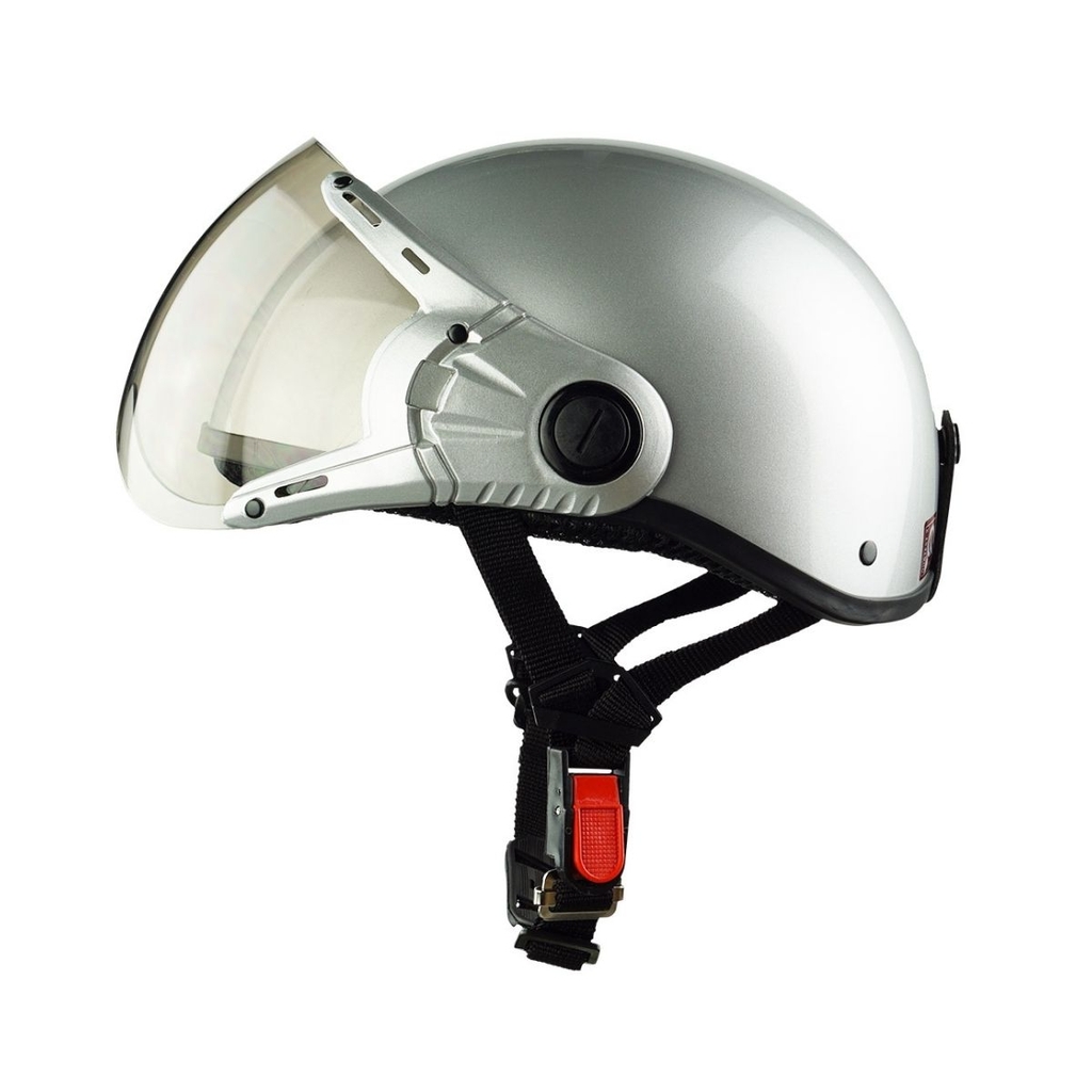 Mũ bảo hiểm nửa đầu có kính HP03K bạc bóng – Chính hãng HPPRO Helmets, đạt chuẩn Quatest 2