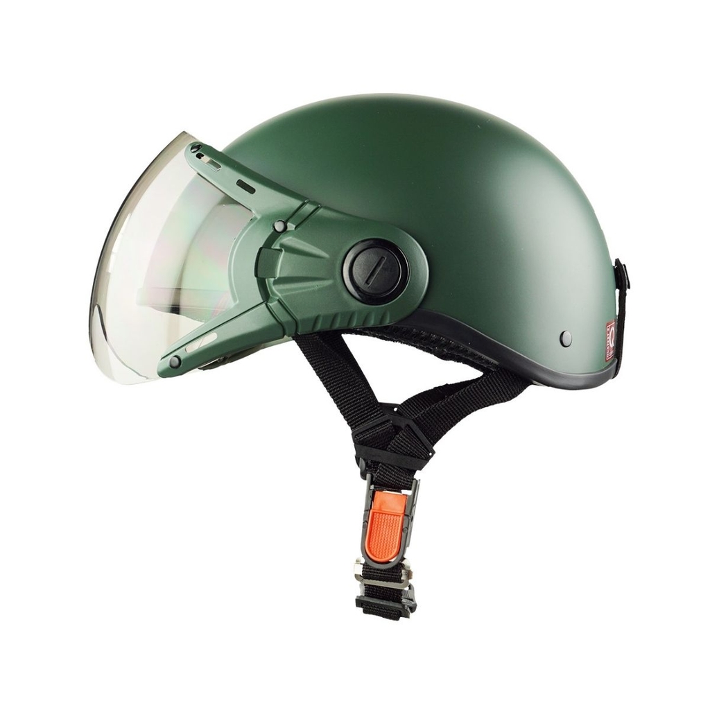 Mũ Bảo Hiểm Nửa Đầu Có Kính HP03K Xanh Lính Nhám – Nhựa ABS Cao Cấp, Kính Trà Chống UV, Chính Hãng HPPRO