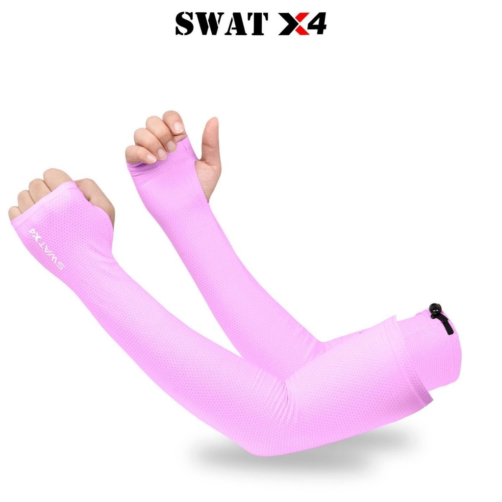 Ống Tay Chống Nắng SWAT X4 – Vải Thun Lưới Spandex Co Giãn, Dây Điều Chỉnh Bắp Tay, Sỏ Ngón Cái, Chống Nắng Và Thoáng Khí Cao Cấp