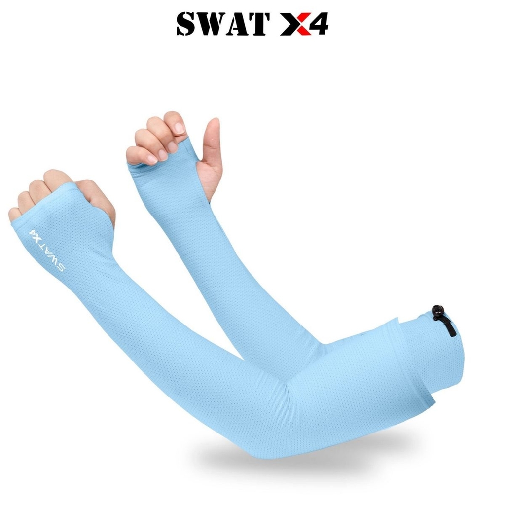 Ống Tay Chống Nắng SWAT X4 – Vải Thun Lưới Spandex Co Giãn, Dây Điều Chỉnh Bắp Tay, Sỏ Ngón Cái, Chống Nắng Và Thoáng Khí Cao Cấp