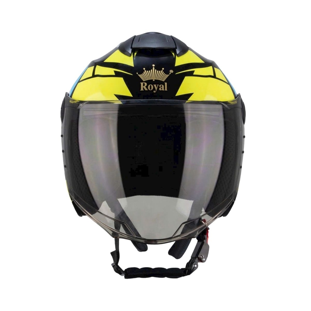 Mũ bảo hiểm 3/4 đầu Royal XH01 tem Racing đen xanh – Chính hãng, chuẩn CR Việt Nam, Freeship toàn quốc