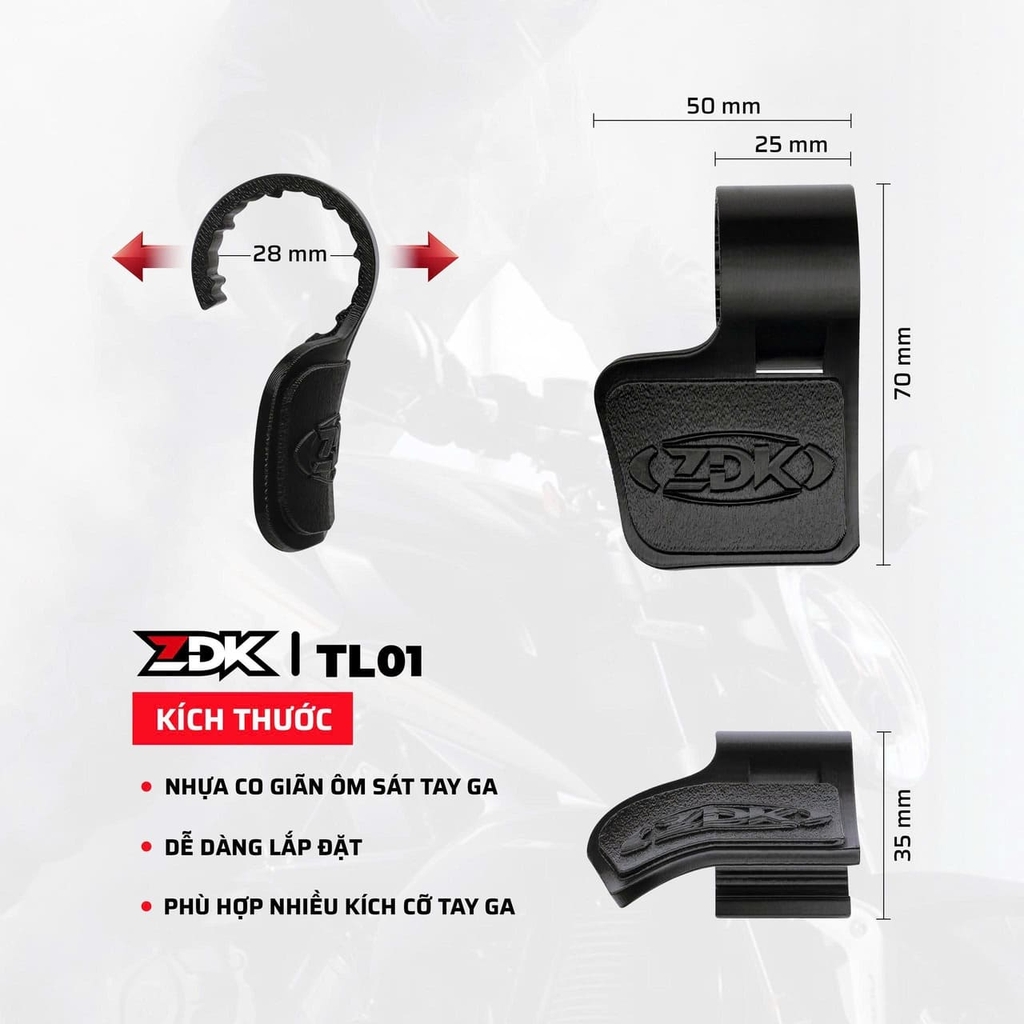 Trợ Lực Tay Ga ZDK TL01 – Nhựa PETG 3D Cao Cấp – Đen/Trắng/Đỏ