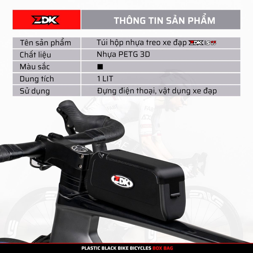 Túi Hộp Nhựa Treo Xe Đạp ZDK S13 Nhựa PETG Chống Va Đập – Chống Nước – Dung Tích 1L