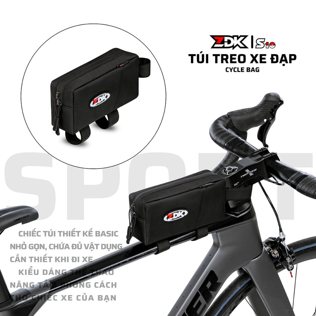 Túi Treo Xe Đạp ZDK S10 Chính Hãng | Vải Oxford Kháng Nước, Thiết Kế Thể Thao Gọn Nhẹ