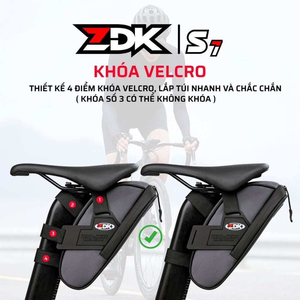 Túi Treo Yên Xe Đạp ZDK S7 Chính Hãng – 2L Dung Tích Rộng, Chống Nước, 4 Điểm Velcro Cố Định Siêu Chắc