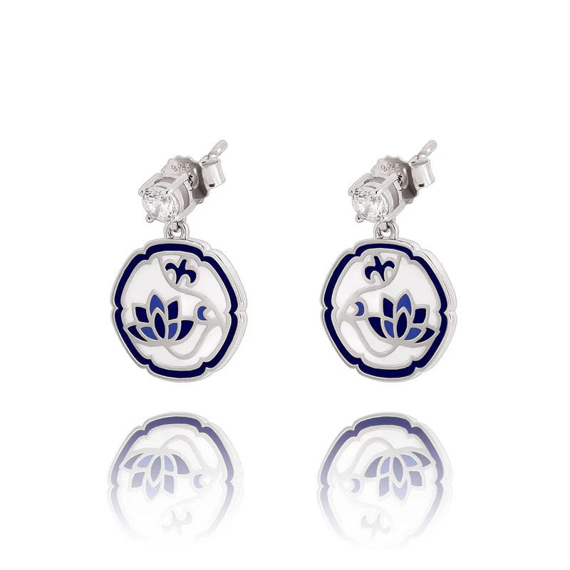 Khuyên tai - tròn (Blue and White Lotus)