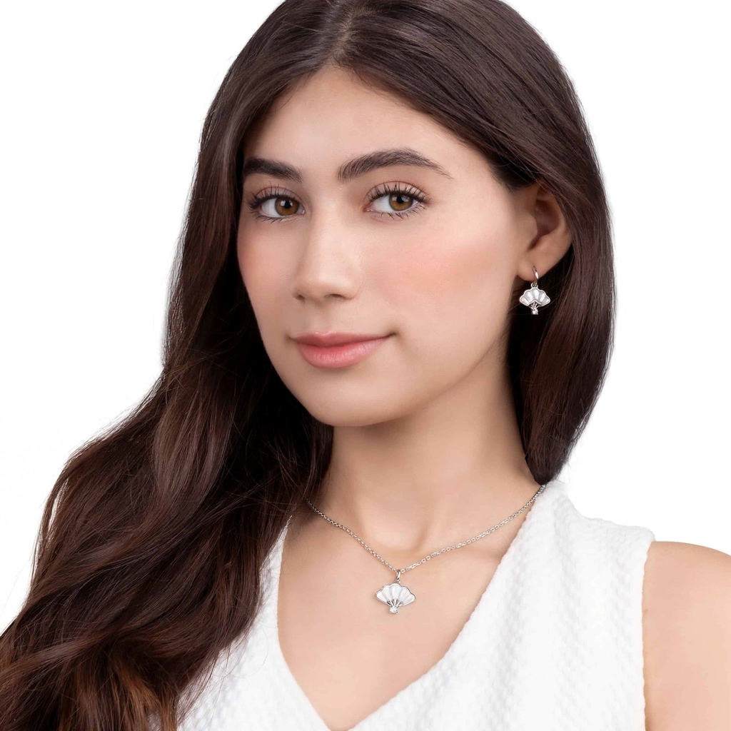 Khuyên tai - (Floral Fan Dangle) - Trắng