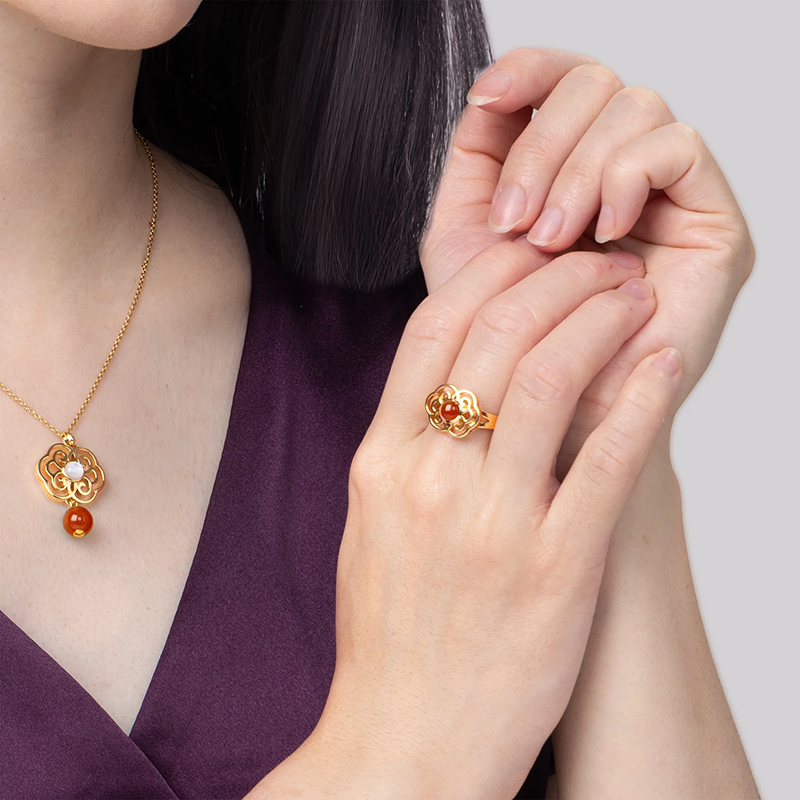 Nhẫn (Blissful Ruyi with Carnelian) - Cam - 8/9
