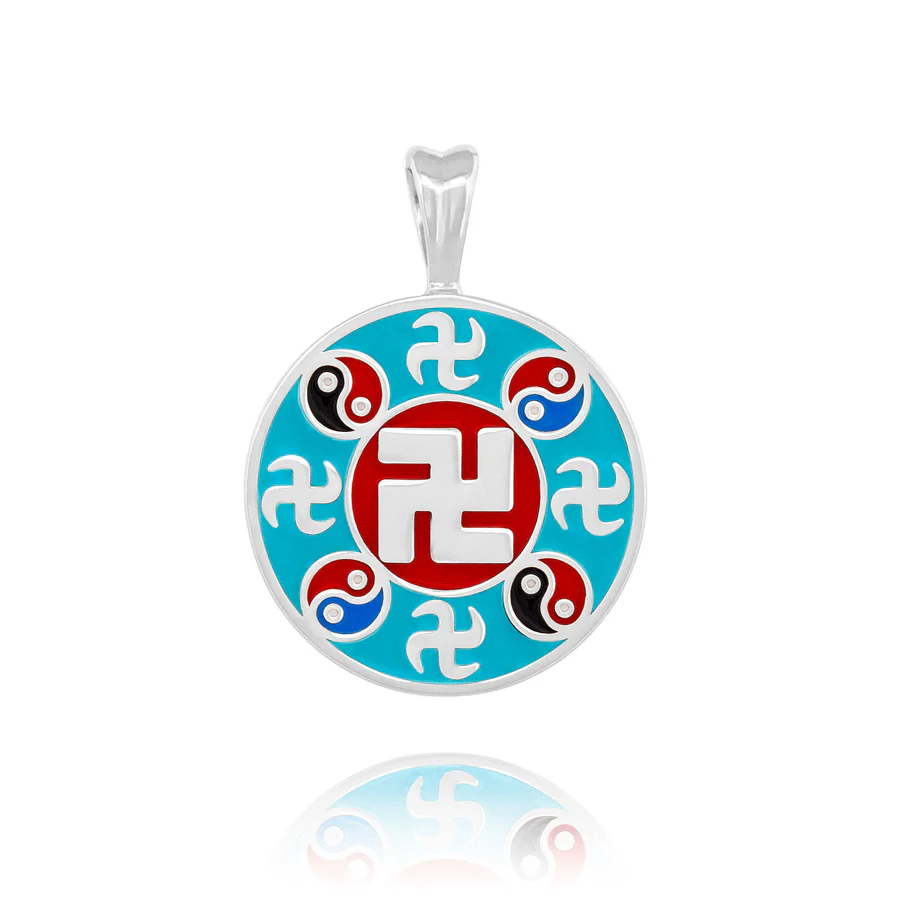 Mặt dây chuyền hình tròn (Wan Enamel Teal - Silver 20mm)