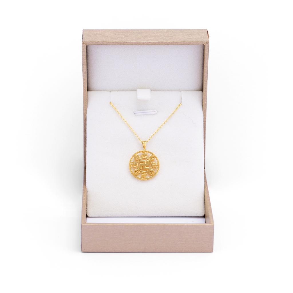 Mặt dây chuyền chữ Vạn hình tròn (Wan Pendant 24kt yellow gold 17mm)