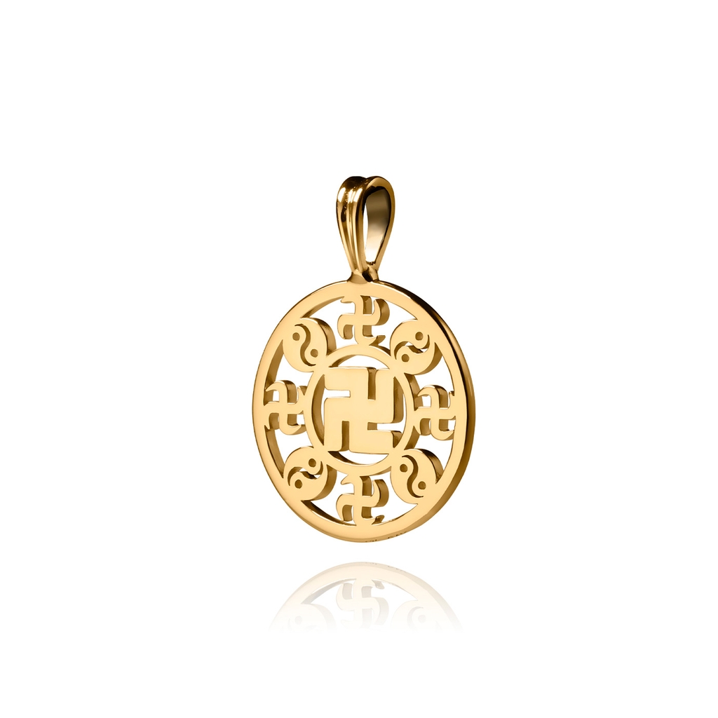 Mặt dây chuyền chữ Vạn hình tròn (Wan Pendant 24kt yellow gold 17mm)
