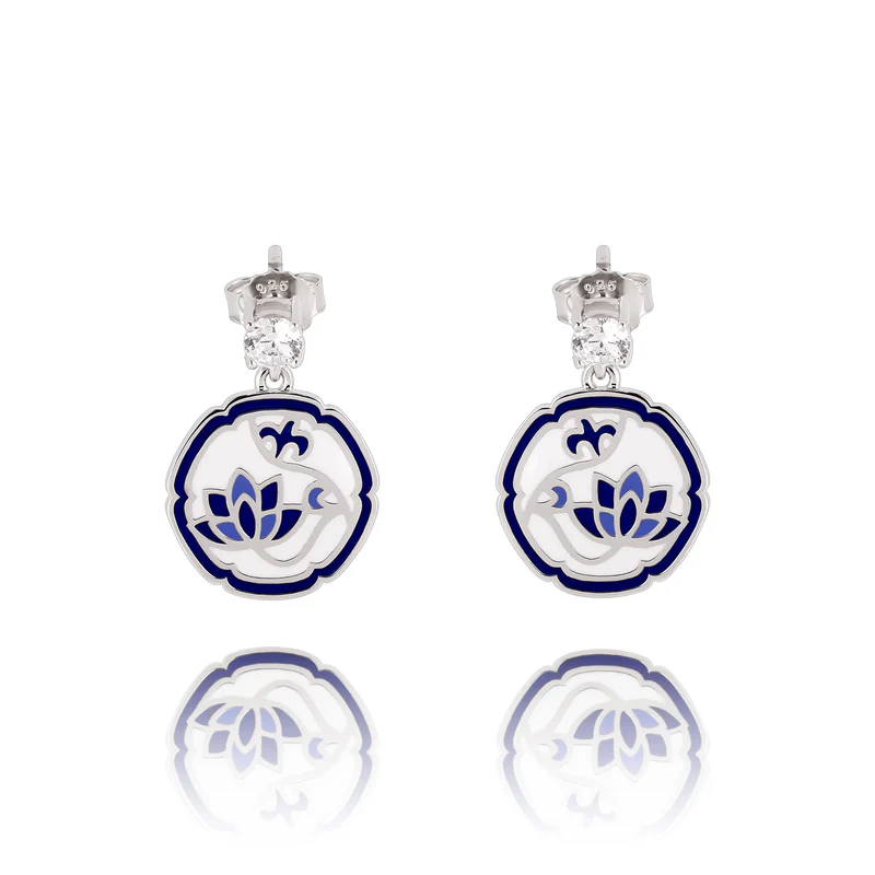 Khuyên tai - tròn (Blue and White Lotus)