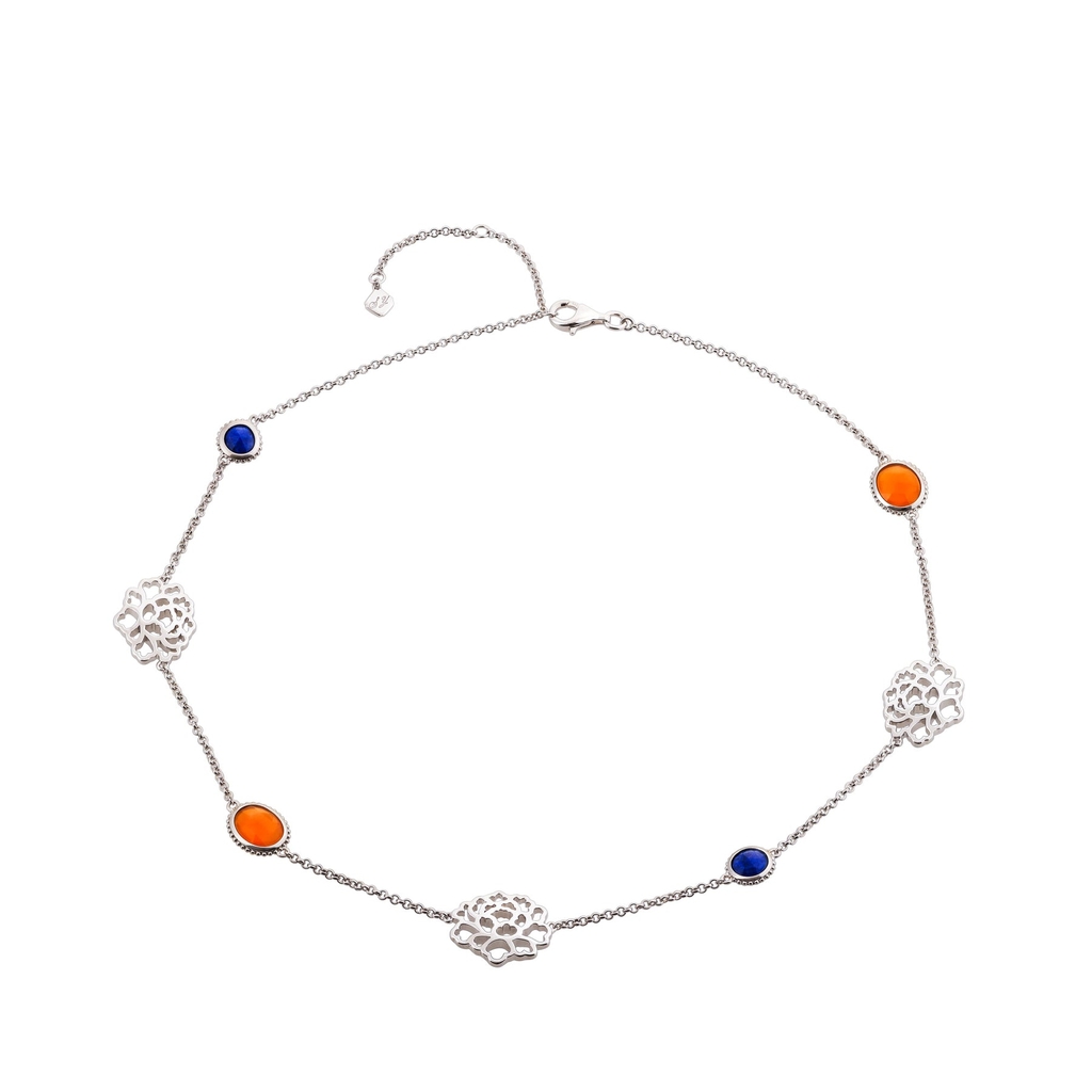 Dây chuyền - Mẫu đơn màu Bạc 41cm- 16
