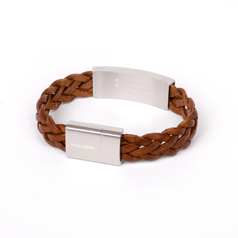Vòng tay da - Nâu (Zhen Shan Ren Wondrous Words Leather Bracelet- S)