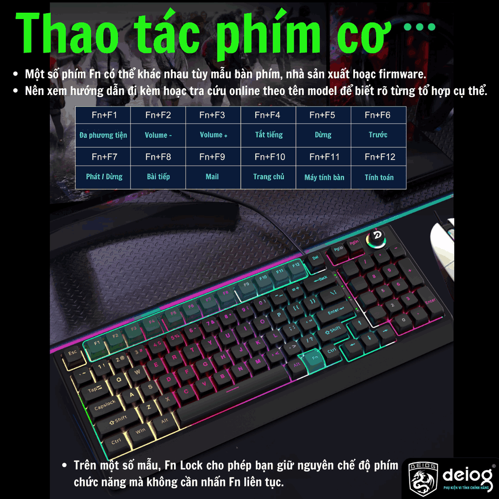 COMBO BÀN PHÍM CHUỘT CÓ DÂY CHÍNH HÃNG DEIOG AK-918