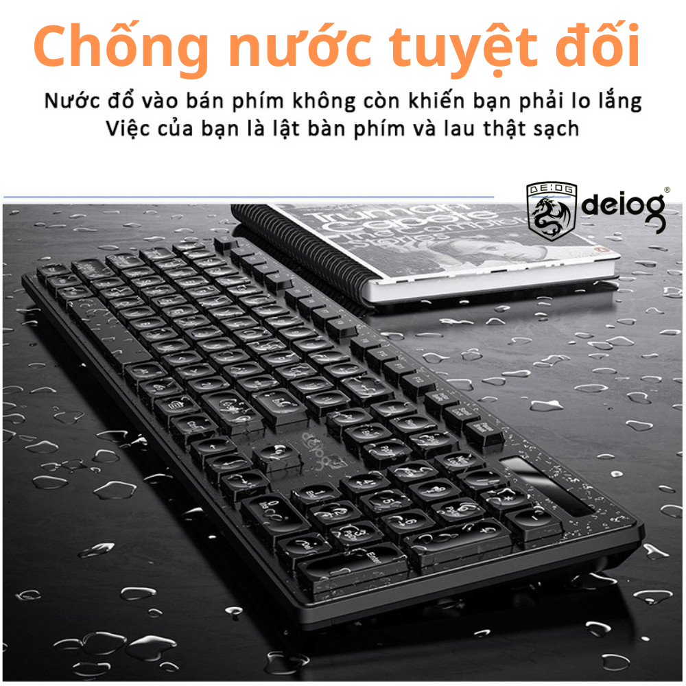 Combo bàn phím chuột văn phòng DEIOG DY-815T hàng chính hãng công thái học 1000DPI